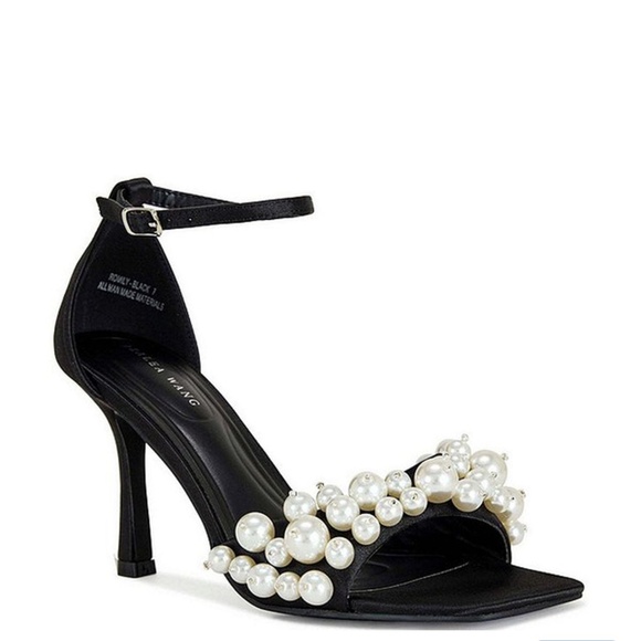 Azalea Wang Shoes - AZALEA WANG ROMILY BLACK WHITE PEARL SANDAL STILETTO